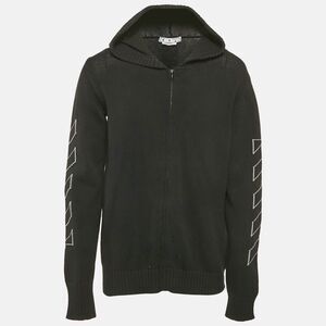 Off-White Black Arrow Intarsia Knit Zip-Up Hoodie M